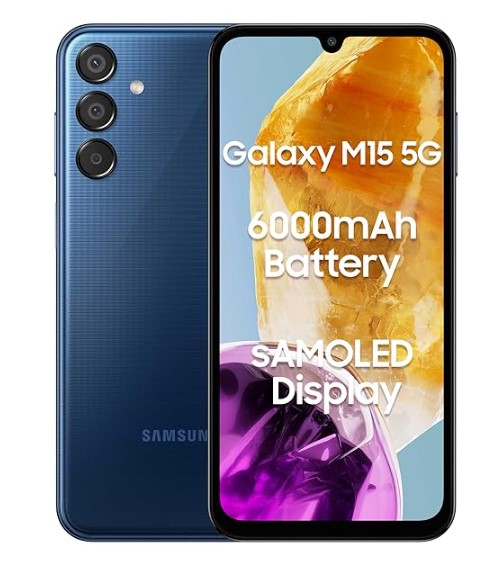 Samsung Galaxy M15 5G (Blue Topaz,4GB RAM,128GB Storage)| 50MP Triple Cam| 6000m