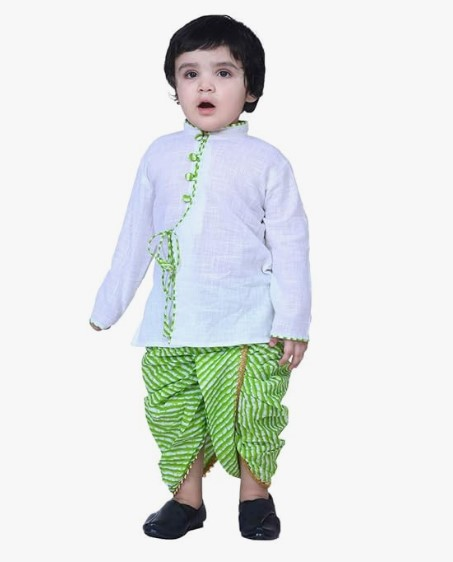 BownBee Ethnic Wear Cotton Kurta Dhoti Traditional Dress Set for Baby Boys, Fron