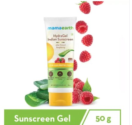 HydraGel Indian Sunscreen SPF 50, With Aloe Vera & Raspberry, for Sun Protection